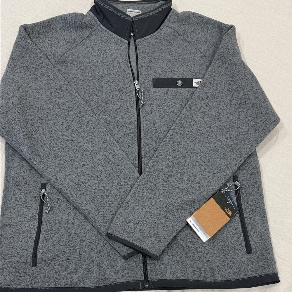 The North Face Men's Heather Gray Zip-Up Sweater Jacket